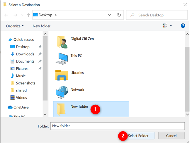 بعد از انتخاب محل موردنظر برای ذخیره اسکرین شات Select Folder را انتخاب کنید